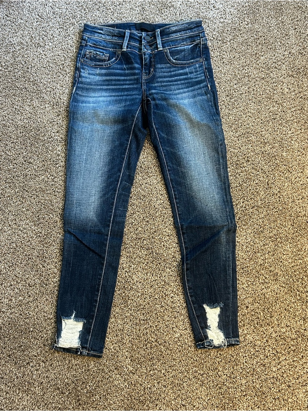 Buckle Dark Blue Distressed Ankle Skinny Jeans